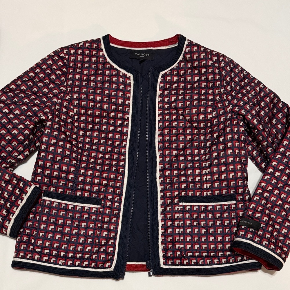 Talbots Cropped Navy And Red Patterned Reversible… - image 1